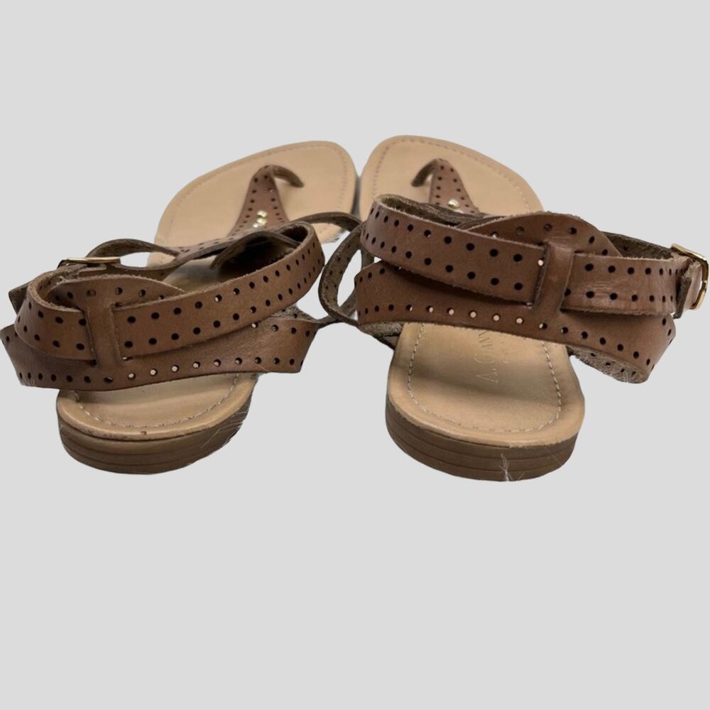 A. Giannetti T-Strap Sandals Womens Size 10 Caged Ankle Strap and Gold Hardware - Picture 5 of 6